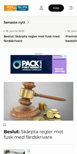 Vista previa del sitio Nyheter, medio de Suecia para artículos patrocinados