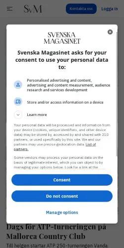 Anteprima del sito Svenska Magasinet, media di Stati Uniti per articoli sponsorizzati