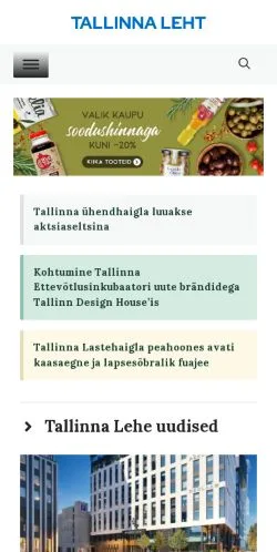 Anteprima del sito Tallinna Leht, media di Estonia per articoli sponsorizzati