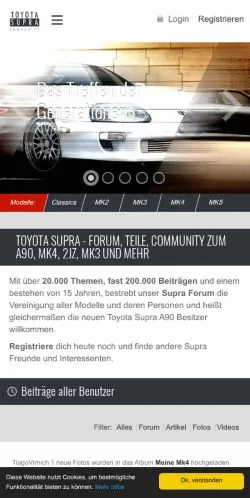 Anteprima del sito Toyota Supra Forum, media di Germania per articoli sponsorizzati