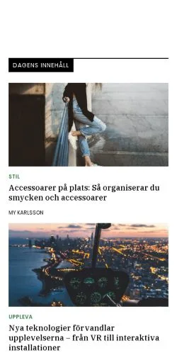 Forhåndsvisning av nettstedet upplevelsetips.se, medium fra Sverige for sponsede artikler