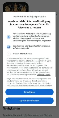 Anteprima del sito - Royals Portal, media di Germania per articoli sponsorizzati