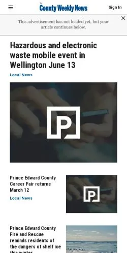 Anteprima del sito County Weekly News, media di Canada per articoli sponsorizzati