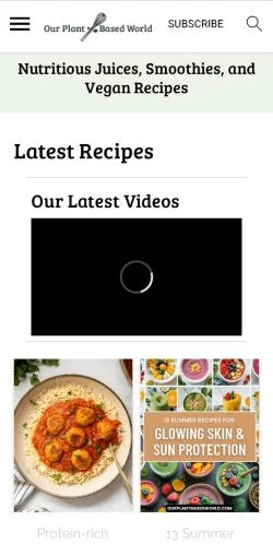 Voorbeeld van de site Our Plant-Based World, medium uit Verenigde Staten voor gesponsorde artikelen