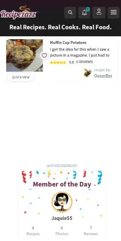 Sponsorlu makaleler için Amerika Birleşik Devletleri medyası Recipe Zazz sitesinin önizlemesi