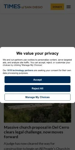 Anteprima del sito Times of San Diego, media di Stati Uniti per articoli sponsorizzati