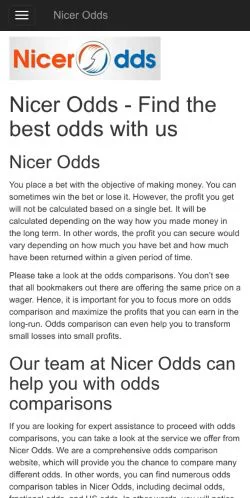 Podgląd witryny Nicer Odds, medium z kraju Wielka Brytania do artykułów sponsorowanych