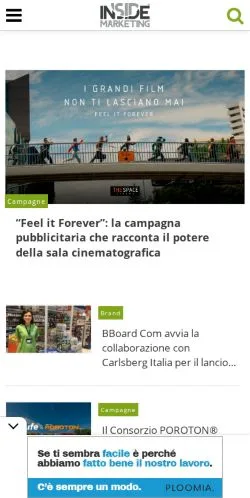 Anteprima del sito InsideMarketing, media di Italia per articoli sponsorizzati