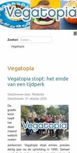 Vorschau der Website Vegatopia, Medium aus Niederlande für gesponserte Artikel