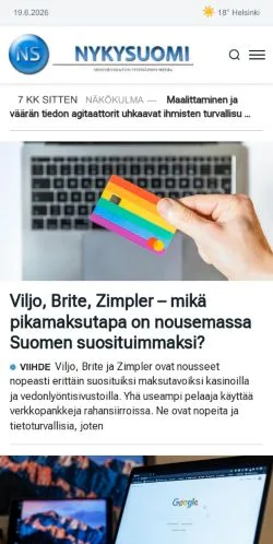 스폰서 기사용 핀란드 매체 Nykysuomi 사이트 미리보기