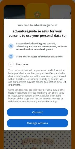 スポンサード記事向けのスウェーデンメディア、Adventure Guideのサイトプレビュー