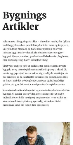 Anteprima del sito bygningsartikler.dk, media di Danimarca per articoli sponsorizzati
