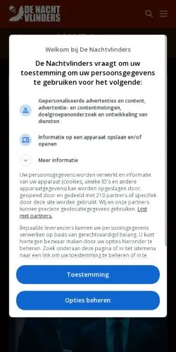 Podgląd witryny De Nachtvlinders, medium z kraju Holandia do artykułów sponsorowanych