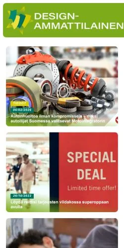 Anteprima del sito Design-ammattilainen, media di Finlandia per articoli sponsorizzati