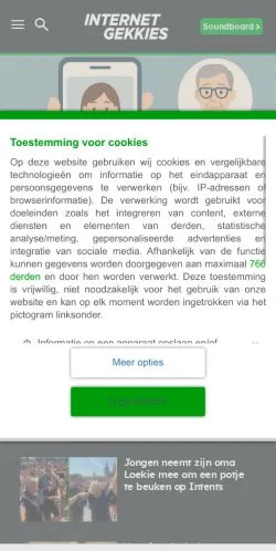 Anteprima del sito InternetGekkies, media di Paesi Bassi per articoli sponsorizzati