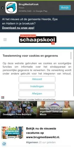 Anteprima del sito Nieuwsblad Schaapskooi, media di Paesi Bassi per articoli sponsorizzati