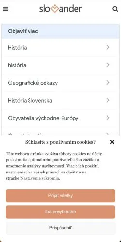 Anteprima del sito Slovander, media di Slovacchia per articoli sponsorizzati