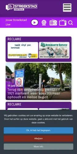 Podgląd witryny Streekstad Centraal, medium z kraju Holandia do artykułów sponsorowanych