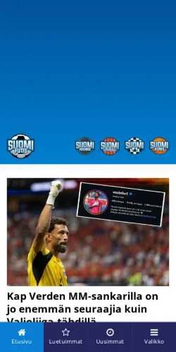 Preview of the SuomiFutis website, a media outlet in Finland for sponsored articles