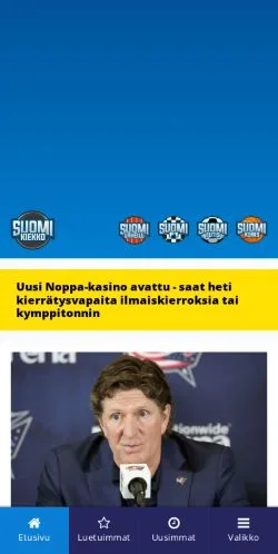 Anteprima del sito SuomiKiekko, media di Finlandia per articoli sponsorizzati