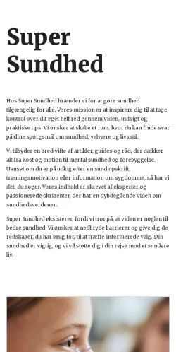 Anteprima del sito supersundhed.dk, media di Danimarca per articoli sponsorizzati