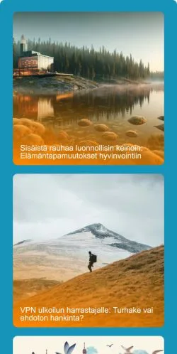 Vista previa del sitio Unelmamatkat, medio de Finlandia para artículos patrocinados