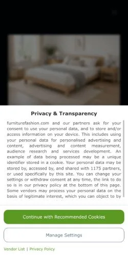 Anteprima del sito Furniture Fashion, media di Stati Uniti per articoli sponsorizzati