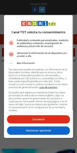 Anteprima del sito Canal TDT, media di Spagna per articoli sponsorizzati