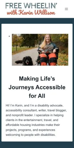 Anteprima del sito Free Wheelin' with Karin Willison, media di Stati Uniti per articoli sponsorizzati