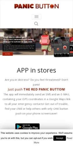 Förhandsvisning av webbplatsen Red Panic Button App, medium i USA för sponsrade artiklar