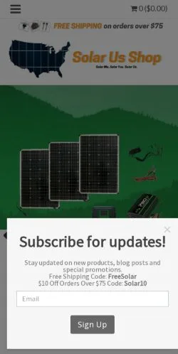 Anteprima del sito Solar Us Shop, media di Stati Uniti per articoli sponsorizzati