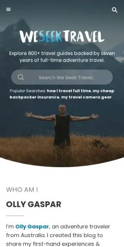 Anteprima del sito We Seek Travel, media di Stati Uniti per articoli sponsorizzati