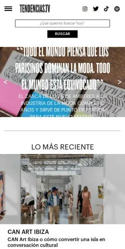 Anteprima del sito Tendencias TV, media di Spagna per articoli sponsorizzati