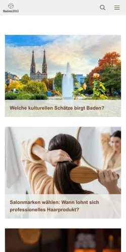 Vorschau der Website Baden Travel, Medium aus Deutschland für gesponserte Artikel
