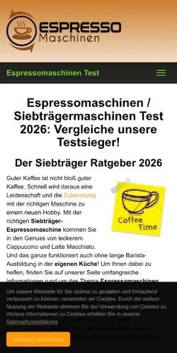Anteprima del sito Espressomaschinen Tester, media di Germania per articoli sponsorizzati