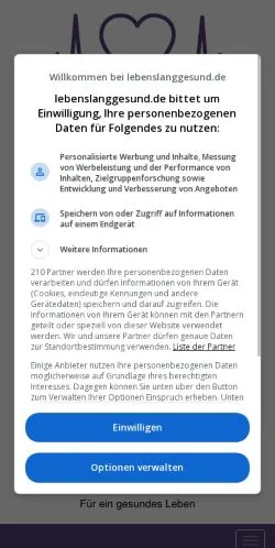 Anteprima del sito Home • LebenslangGesund, media di Germania per articoli sponsorizzati