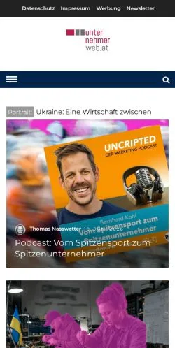 Anteprima del sito Unternehmerweb, media di Austria per articoli sponsorizzati