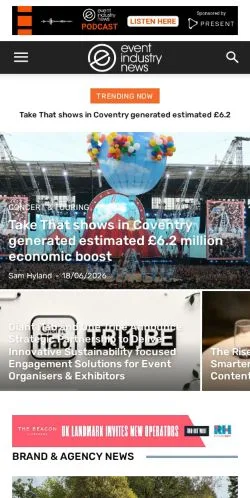 Anteprima del sito Event Industry News, media di Stati Uniti per articoli sponsorizzati