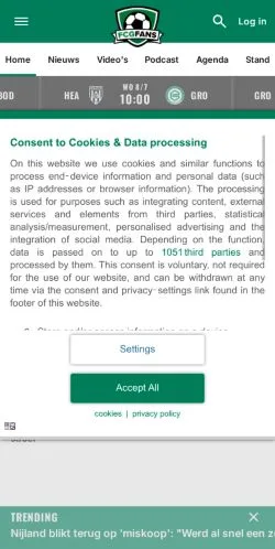 スポンサード記事向けのオランダメディア、FCG Fansのサイトプレビュー