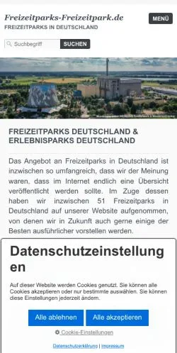 Anteprima del sito Freizeitparks Deutschland, media di Germania per articoli sponsorizzati