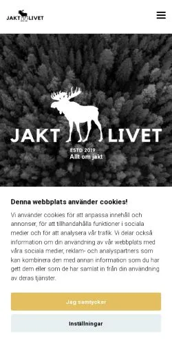 スポンサード記事向けのスウェーデンメディア、Jaktlivetのサイトプレビュー
