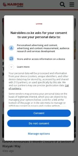 Anteprima del sito Nairobi Leo, media di Stati Uniti per articoli sponsorizzati