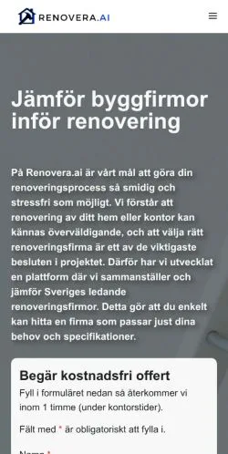 스폰서 기사용 스웨덴 매체 Renovera 사이트 미리보기