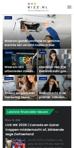 Preview of the Bizz website, a media outlet in Netherlands for sponsored articles