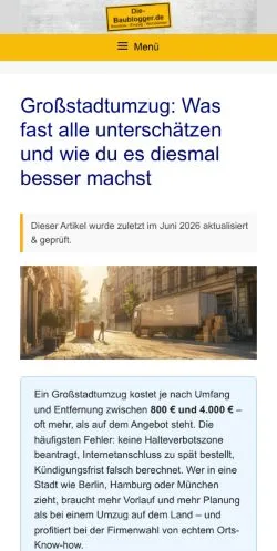 Vorschau der Website Die Baublogger, Medium aus Deutschland für gesponserte Artikel