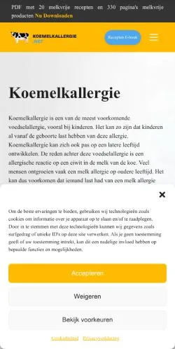 스폰서 기사용 네덜란드 매체 Koemelkallergie 사이트 미리보기