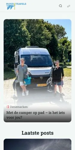 Anteprima del sito Paper Travels, media di Paesi Bassi per articoli sponsorizzati