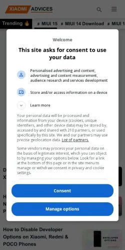 スポンサード記事向けのアメリカ合衆国メディア、Xiaomi Advicesのサイトプレビュー