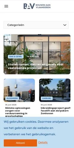 Anteprima del sito Bouwen aan Vlaanderen, media di Belgio per articoli sponsorizzati