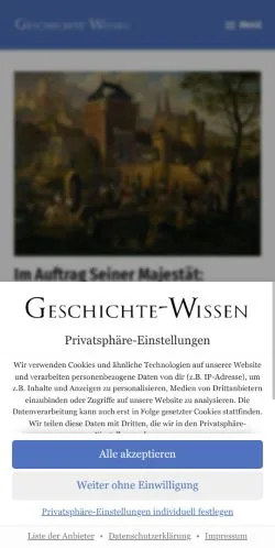 Anteprima del sito Geschichte-Wissen, media di Germania per articoli sponsorizzati